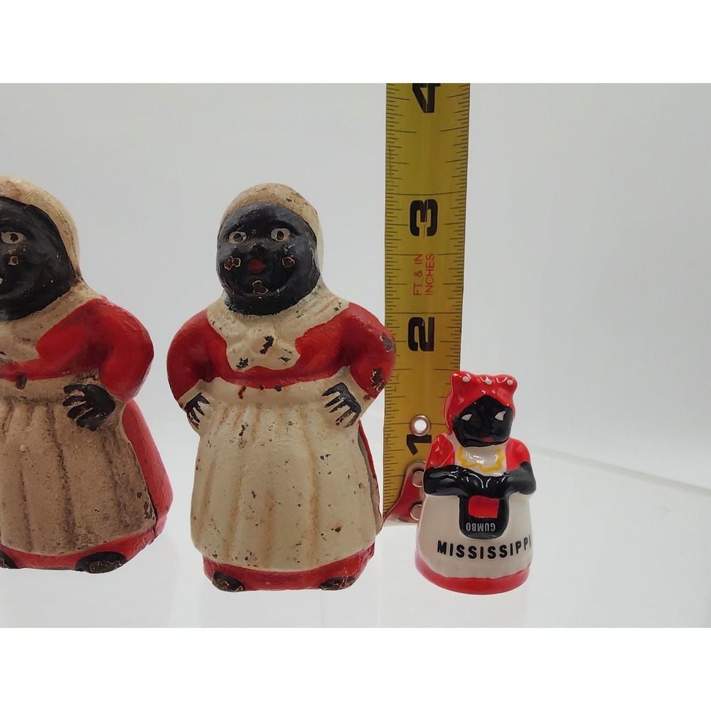 Vintage Americana Cast Iron Coin Banks & Sewing Thimble Red White Mississippi - Picture 12 of 12